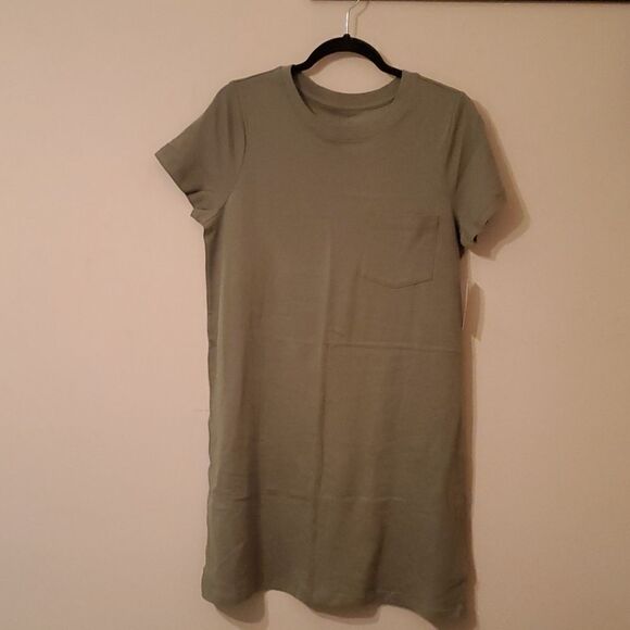 Time and Tru Green Shirt Dress Women's Size  8-10 - Picture 1 of 3
